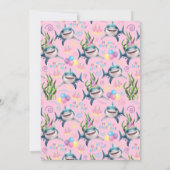 Shark Birthday Invitation in Pink Einladung (Rückseite)