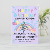 Shark Birthday Invitation in Purple Einladung (Stehend Vorderseite)
