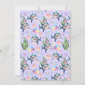 Shark Birthday Invitation in Purple Einladung (Rückseite)