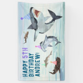Shark Birthday Invitation Pool Party Banner (Vertikal)