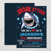 Shark Birthday Invitation - Shark Attack Party Einladung (Vorne/Hinten)