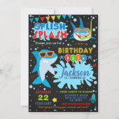 Shark Birthday Invitation Splish Splash Party Einladung (Vorderseite)