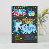 Shark Birthday Invitation Splish Splash Party Einladung (Stehend Vorderseite)
