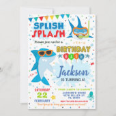 Shark Birthday Invite Splish Splash Birthday Bash Einladung (Vorderseite)