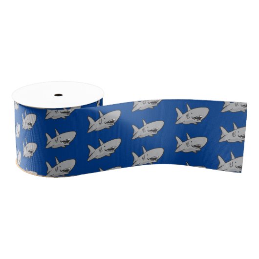 Shark birthday Party Blue Grosgrain Ribbon Ripsband (Spule)