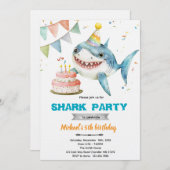Shark birthday party invitation einladung (Vorne/Hinten)