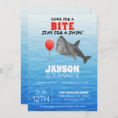 Shark Birthday Pool Party Einladung (Vorne/Hinten)