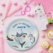 Shark Birthday Pool Party Paper Plates Pappteller (Party)