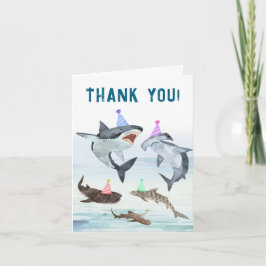 Shark Birthday Pool Party Personalized Thank You Karte