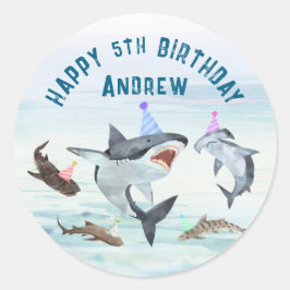 Shark Birthday Pool Party Stickers
