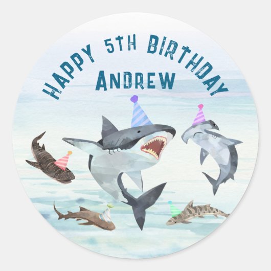 Shark Birthday Pool Party Stickers (Vorderseite)