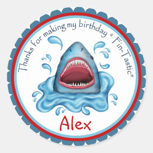 Shark BIrthday Stickers (Vorderseite)