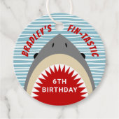 Shark Bite jedes Alter Geburtstag Partei Gefallen Geschenkanhänger (Vorderseite)
