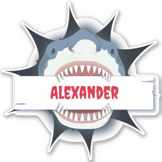 Shark Bite Personalisiert Aufkleber (Vorderseite)