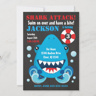 Shark Bite Pool Party Geburtstag Einladung