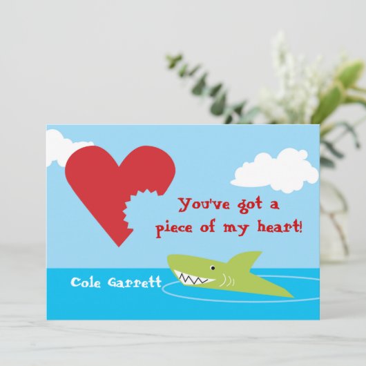 Shark Bite Valentine Feiertagskarte (Stehend Vorderseite)