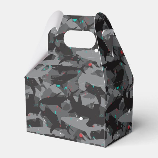Shark Black & Aquamarin Camouflage Muster Gefällig Geschenkschachtel (Rückseite)