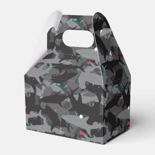 Shark Black & Aquamarin Camouflage Muster Gefällig Geschenkschachtel (Vorderseite)