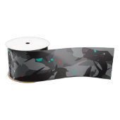 Shark Black & Aquamarin Camouflage Pattern Satinband (Spule)