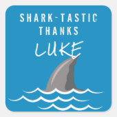 Shark Blue Cool Kindergeburtstag Gastgeschenk Quadratischer Aufkleber (Vorderseite)