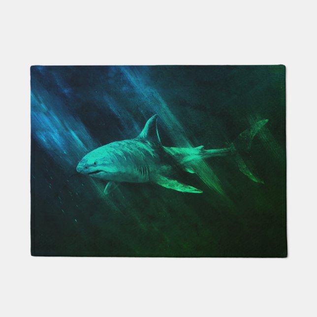 Shark Blue Green 18 x 24 Fußmatte (Vorderseite)