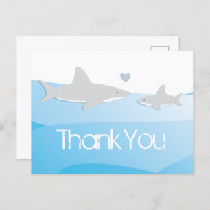 Shark Blue Ocean Baby Dusche Vielen Dank Postkarte