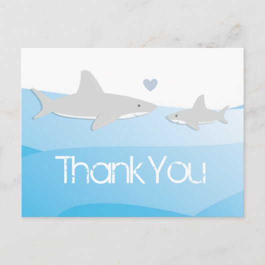 Shark Blue Ocean Baby Dusche Vielen Dank Postkarte (Vorderseite)