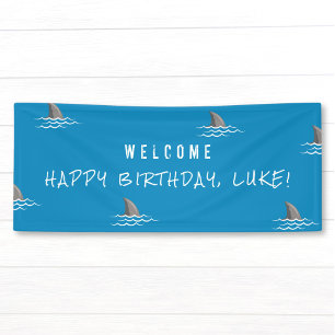 Shark Blue Underwater Kindergeburtstag Party Banner