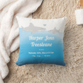 Shark Blue White Name Baby Birth Stats Kissen (Decke)