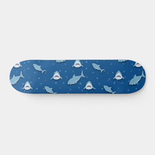 Shark Blue White Skateboard (Horizontal)