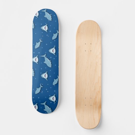 Shark Blue White Skateboard (Vorderseite)