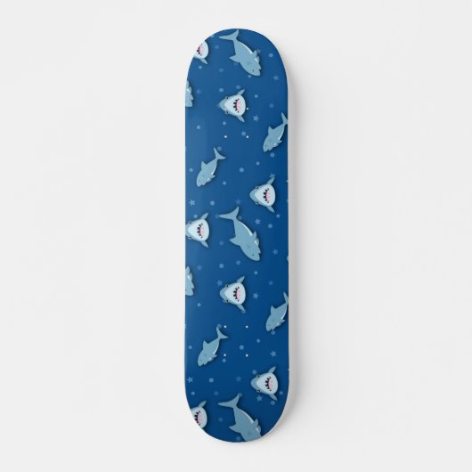 Shark Blue White Skateboard (Vorne)