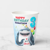 Shark Blushing Kindergeburtstag Pappbecher (Rückseite)