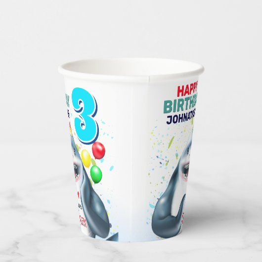 Shark Blushing Kindergeburtstag Pappbecher (Rechts)