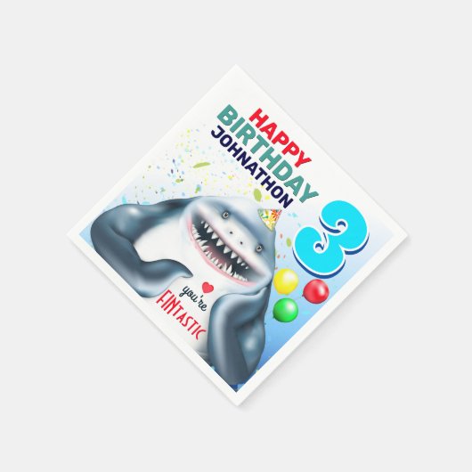 Shark Blushing Kindergeburtstag Serviette (Ecke)