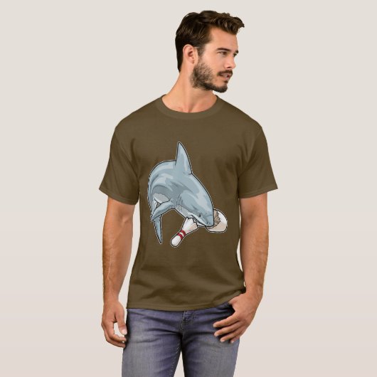 Shark Bowling Bowling Button T-Shirt (Vorne ganz)