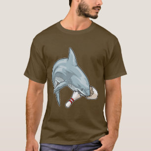 Shark Bowling Bowling Button T-Shirt