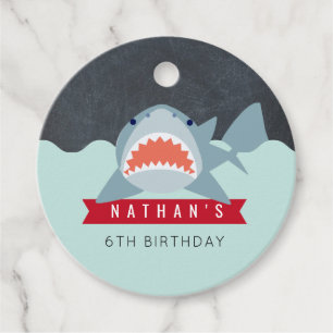 Shark Boy Navy Blue Pool Geburtstag Geschenkanhänger
