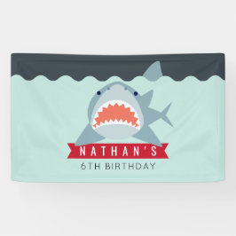 Shark Boy Navy Blue Pool Geburtstagsbanner Banner