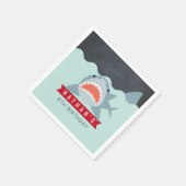 Shark Boy Navy Blue Pool Geburtstagspapier Serviette (Ecke)