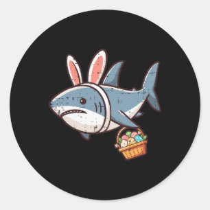 Shark Bunny Oaster Eggs Funny Hunt Girls Jungen Ki Runder Aufkleber