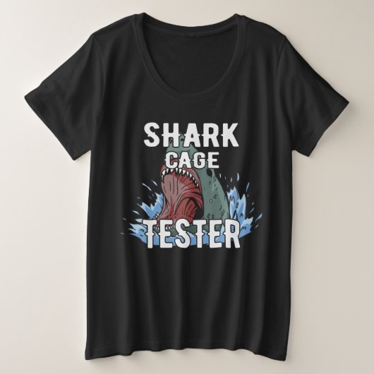 Shark Cage Tester - Funny Ocean Adventure Spaß Große Größe T-Shirt (Design vorne)