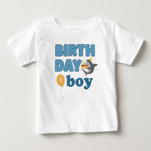 Shark Cake Birthday Boy | Alter hinzufügen Baby T-shirt (Vorderseite)