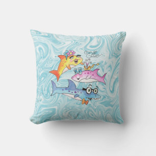 Shark Cartoon Family Mama Vater Baby Girl Kissen