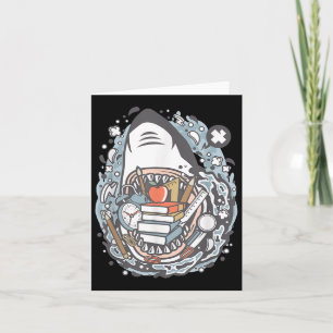 Shark Cartoon Outfit School Karte