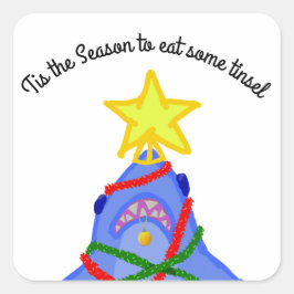Shark Christmas Fun Quadratischer Aufkleber