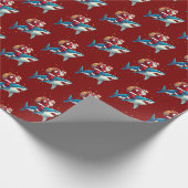 Shark Christmas Geschenk Wrap Geschenkpapier (Ecke)