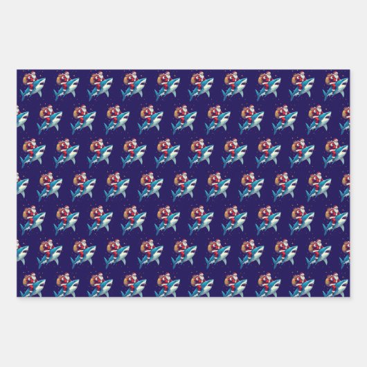Shark Christmas Geschenk Wrap Geschenkpapier Set (Vorderseite 3)
