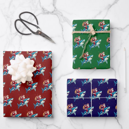 Shark Christmas Geschenk Wrap Geschenkpapier Set (Vorderseite)