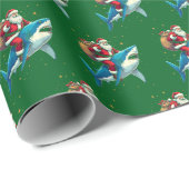 Shark Christmas Geschenk Wrap Santa Claus Riding S Geschenkpapier (Rolleneckpunkt)